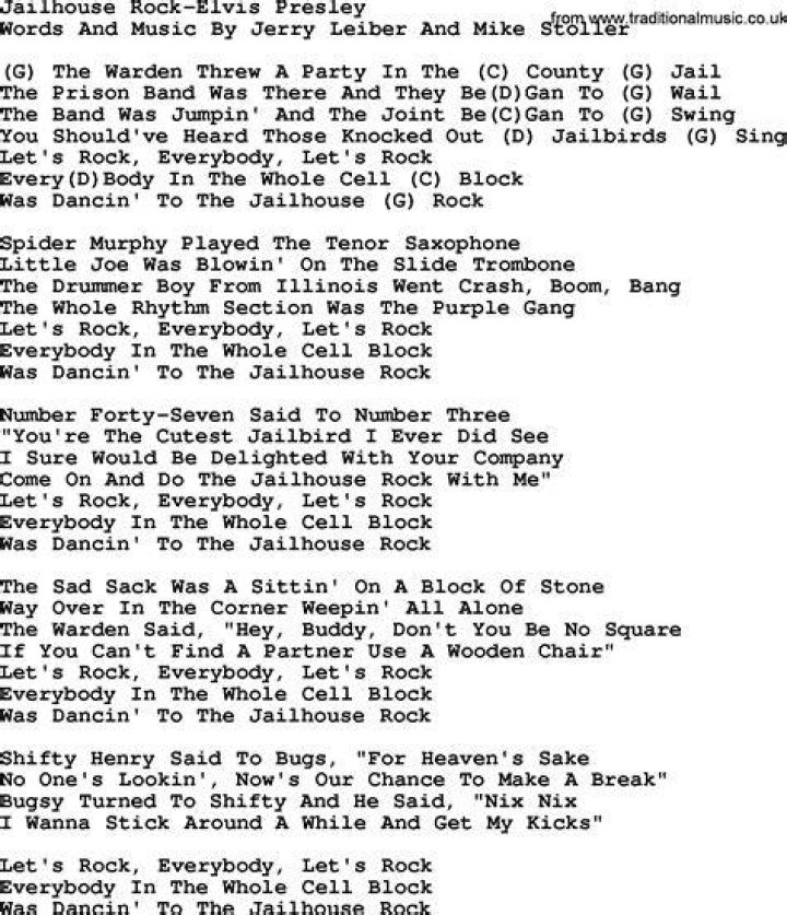 Country MusicJailhouse RockElvis Presley Lyrics and Chords